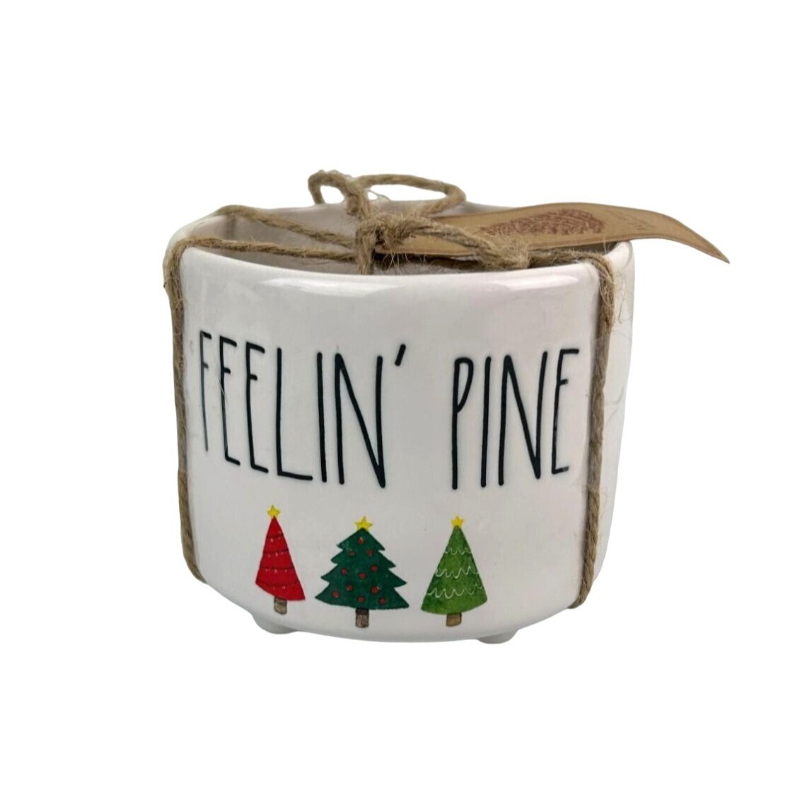 Rae Dunn Artisan Collection Magenta FEELIN PINE Ceramic Planter Footed Vase Gift