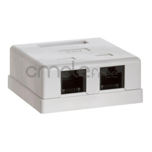 Double Hole Cat 6 Surface Mount Box Keystone Jack Cat6 Jack 2 Port NEW