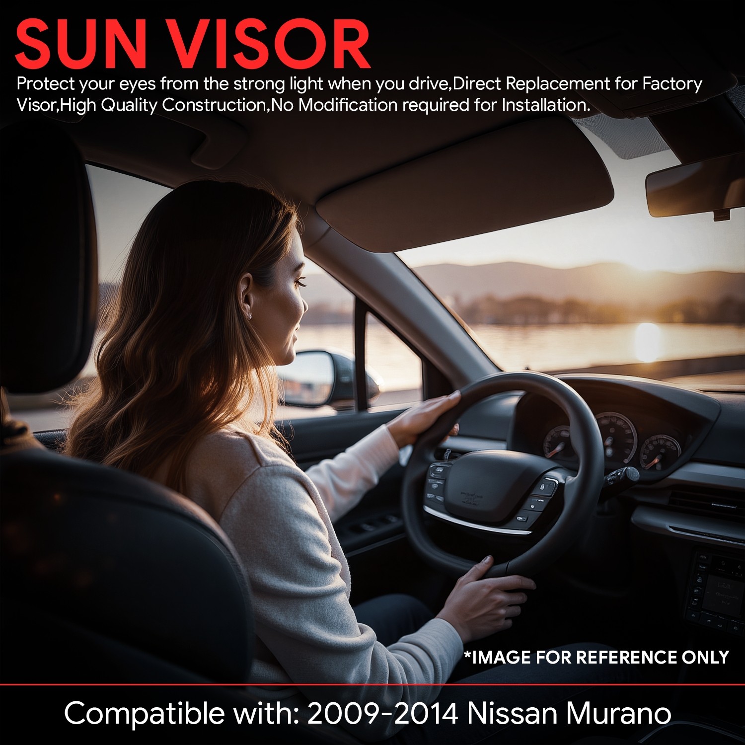 Gray Passenger Right Side Sun Visor w/ Mirror Replace for Nissan Murano 09-14
