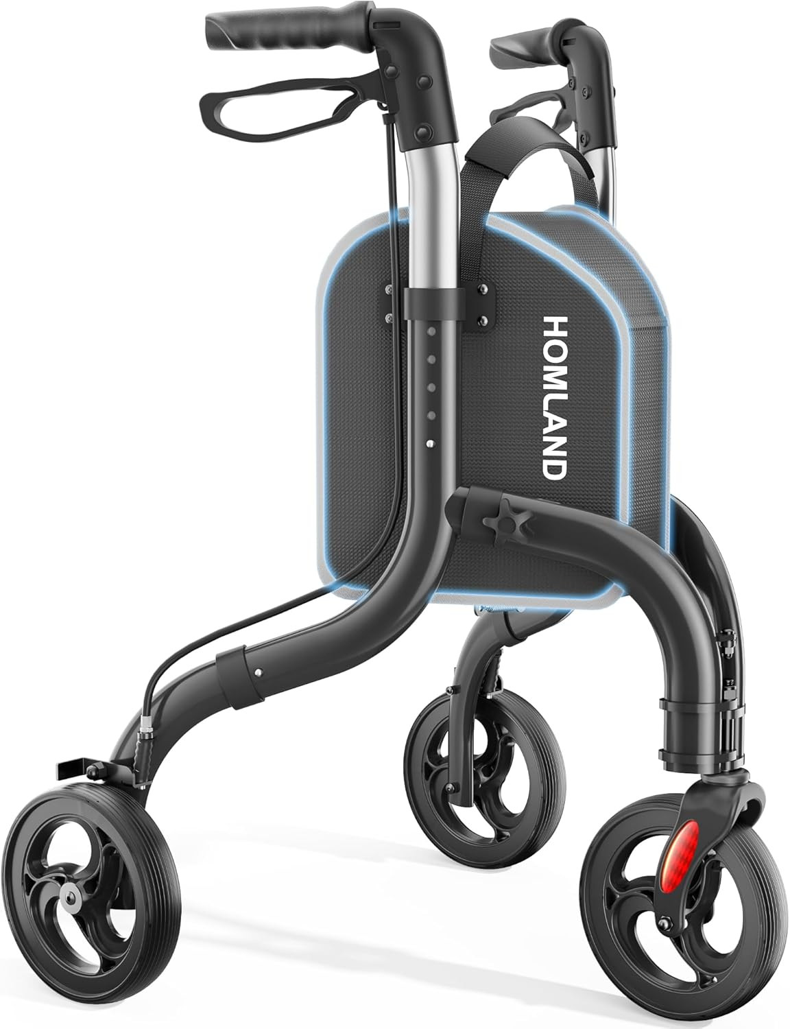 Lightweight 3 Wheel Walker for Seniors, Adjustable & Foldable with Storage Bag