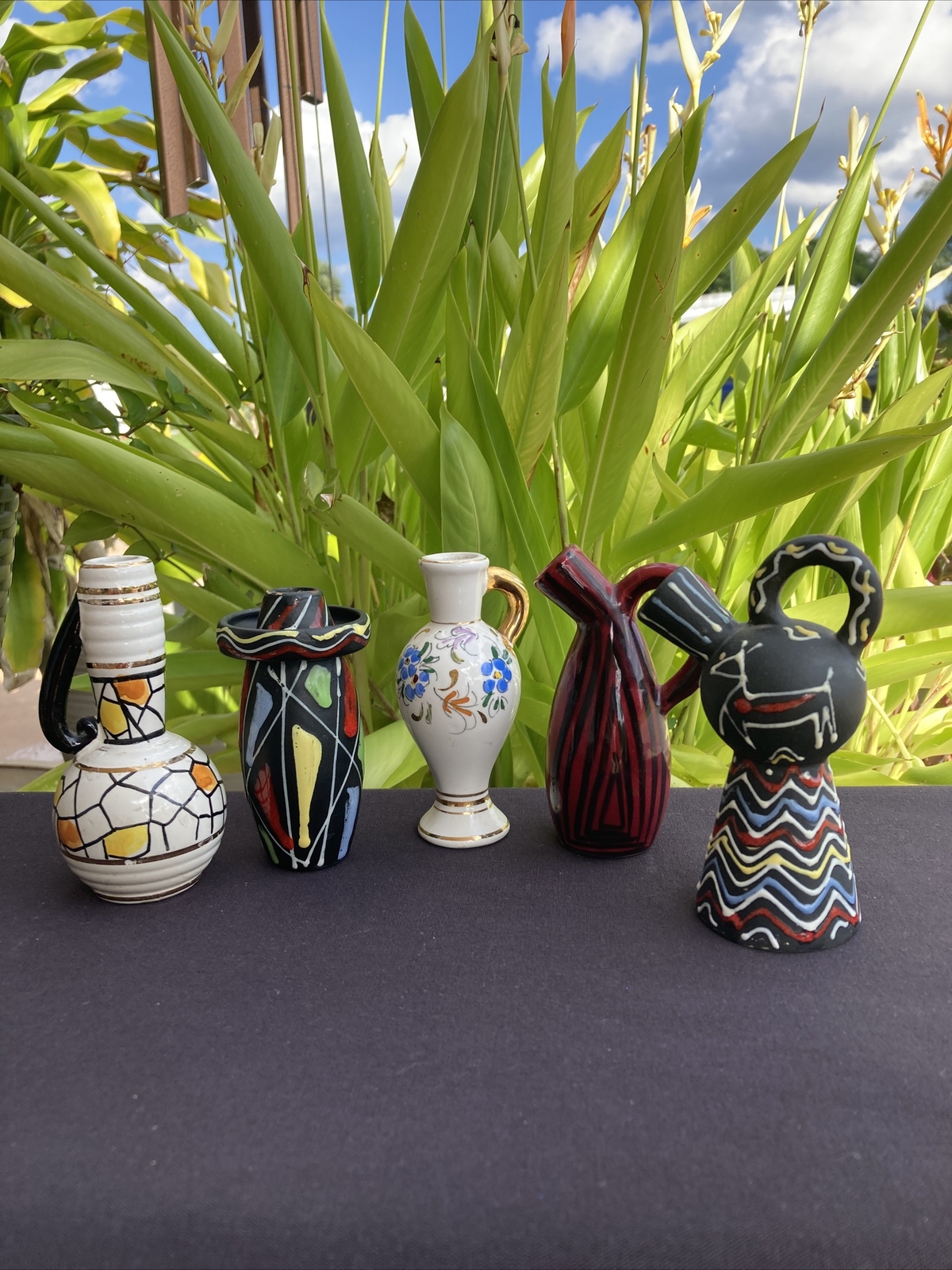 5 Mini MCM 1960's Exclusive DRIOLI LIQUEUR ITALY Abstract Empty Decanter Bottles