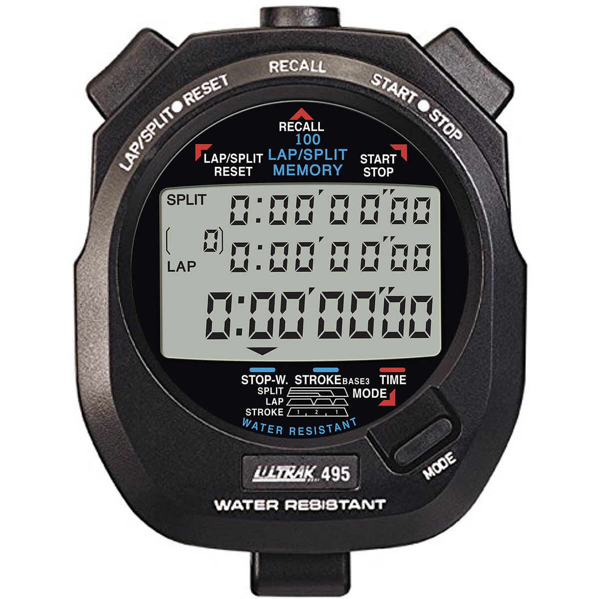 Ultrak 495-100 Dual Split Memory Stopwatch - Black