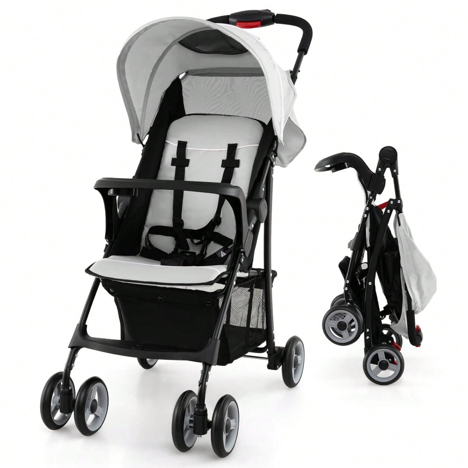 Foldable Baby Stroller Lightweight Travel Pushchair Coffee 0-36 Months