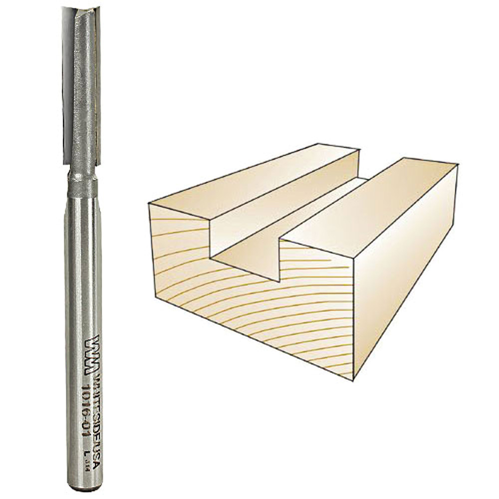 Whiteside Straight Bit, 1/4 in. SH x 1/4 in. CD x 1 in. CL