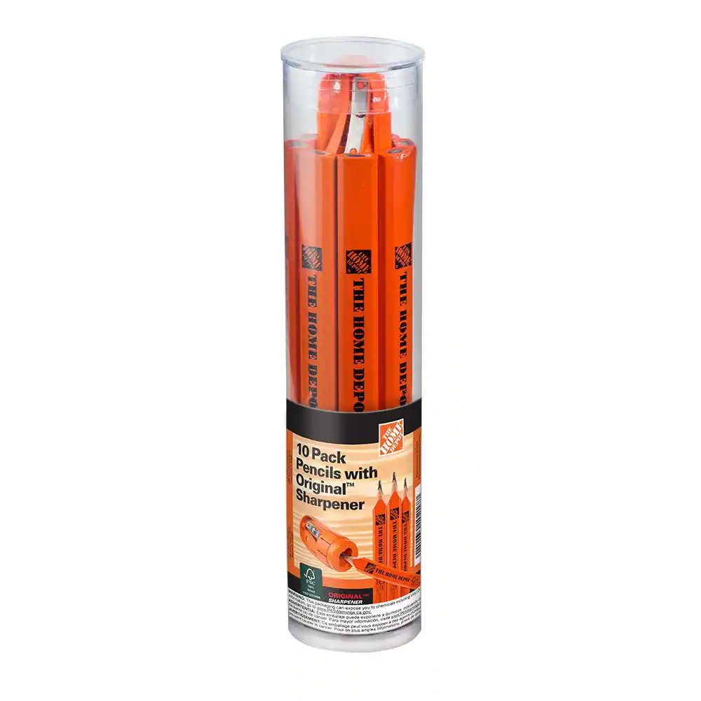Carpenter Pencils with Original Sharpener (10-Pack)