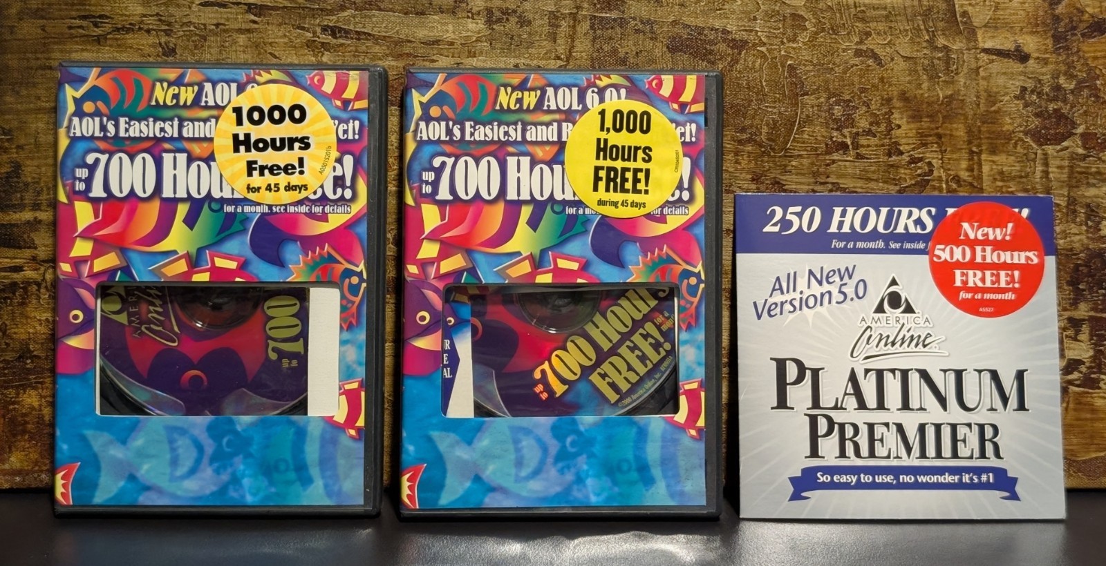 Lot of 3 AOL America Online Disks 2X 6.0 + 5.0