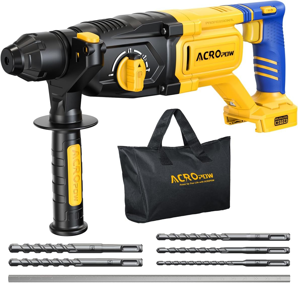 Sds-Plus Cordless Rotary Hammer Drill for Dewalt 20V Battery | Brushless Motor,