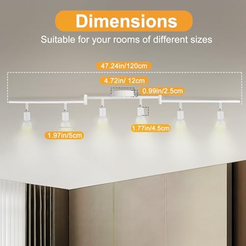 6 Light Track Lighting Fixture, GU10 Rotatable Heads, Matte White, 6 Lights
