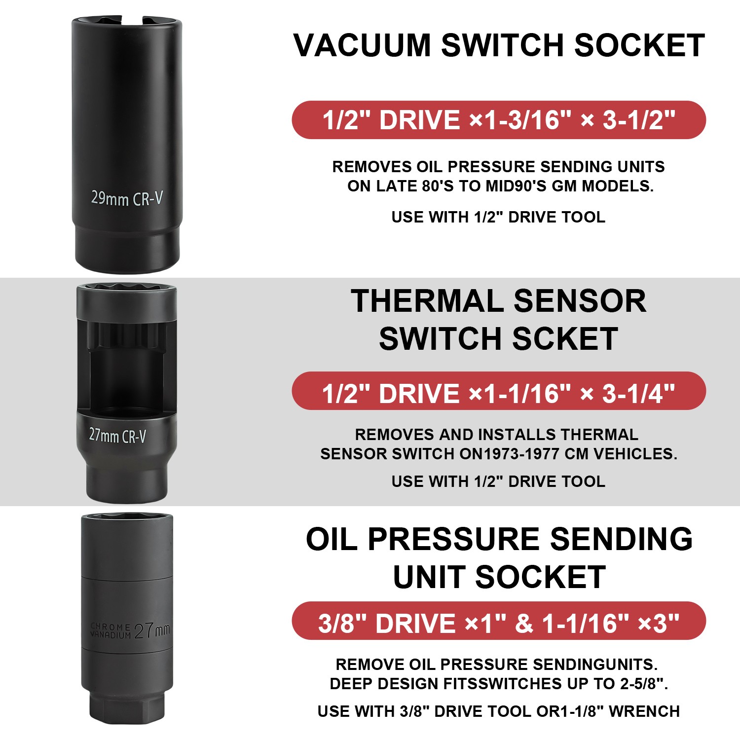 7PCS Automotive O2 Oxygen Sensor Socket Set Offset 02 Sensor Wrench Remover Tool