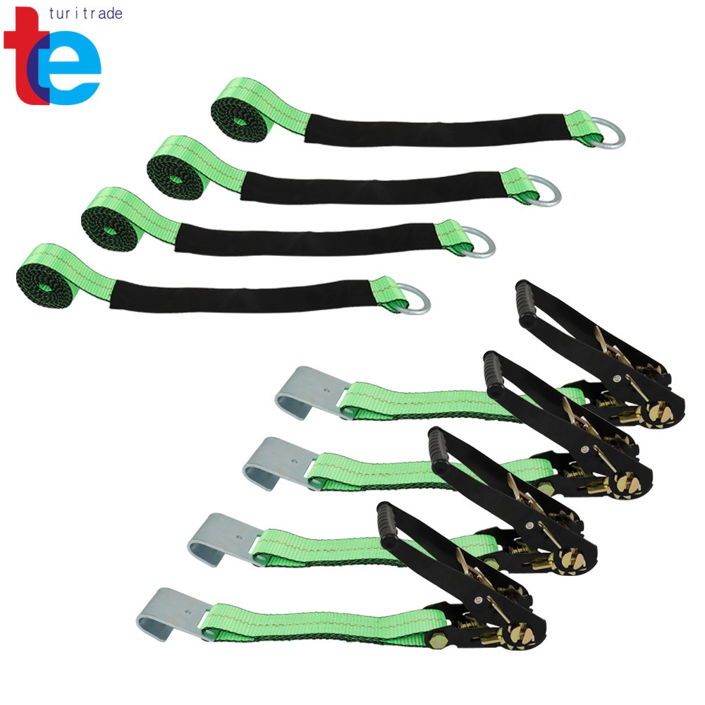 Car Tie down with Flat Hooks Lasso Style 2 Inch X 96 Inch 4 Pack High-Vi