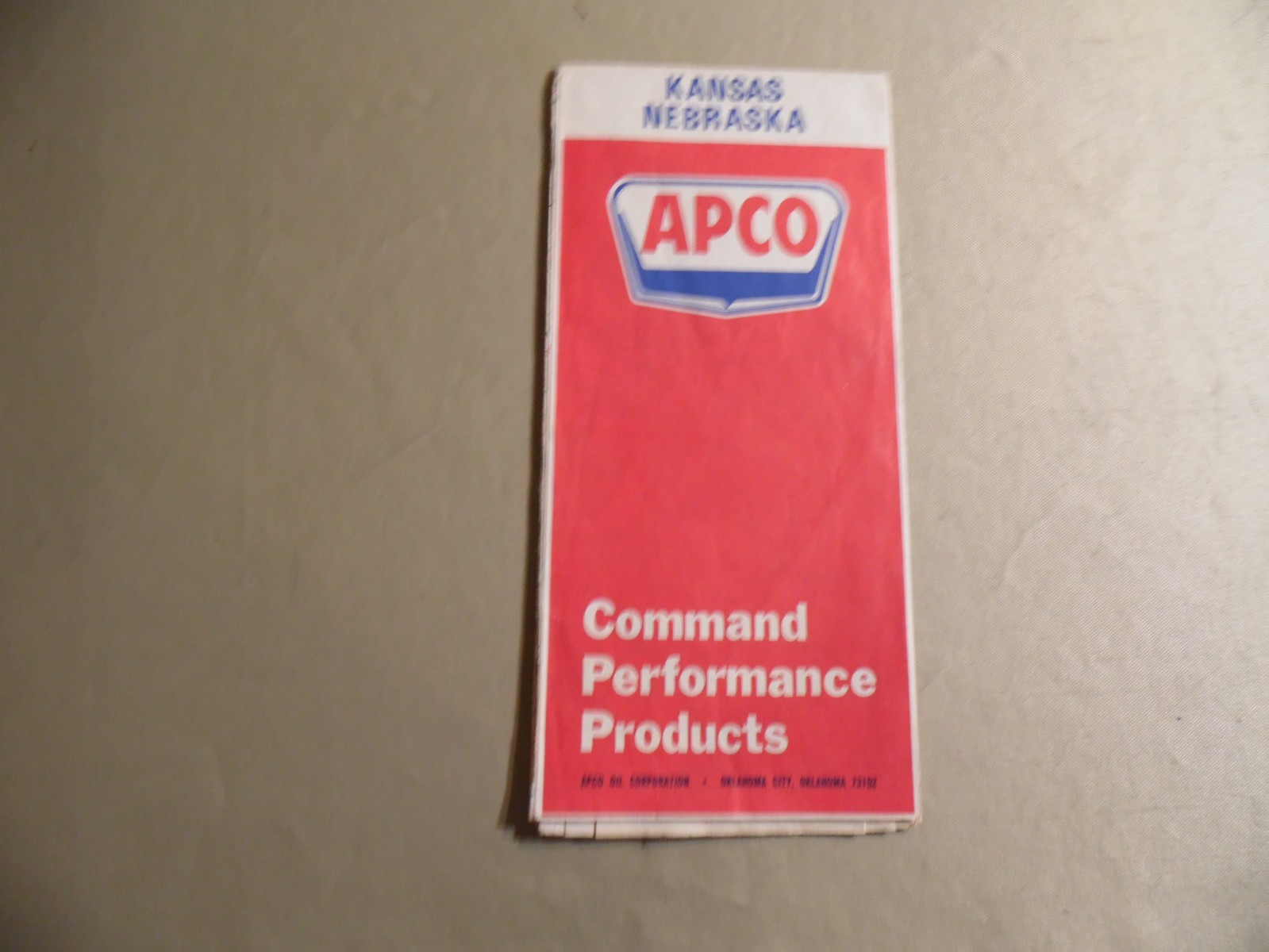 APCO Map of Kansas Nebraska / Circa 1970 / Free Domestic Shipping