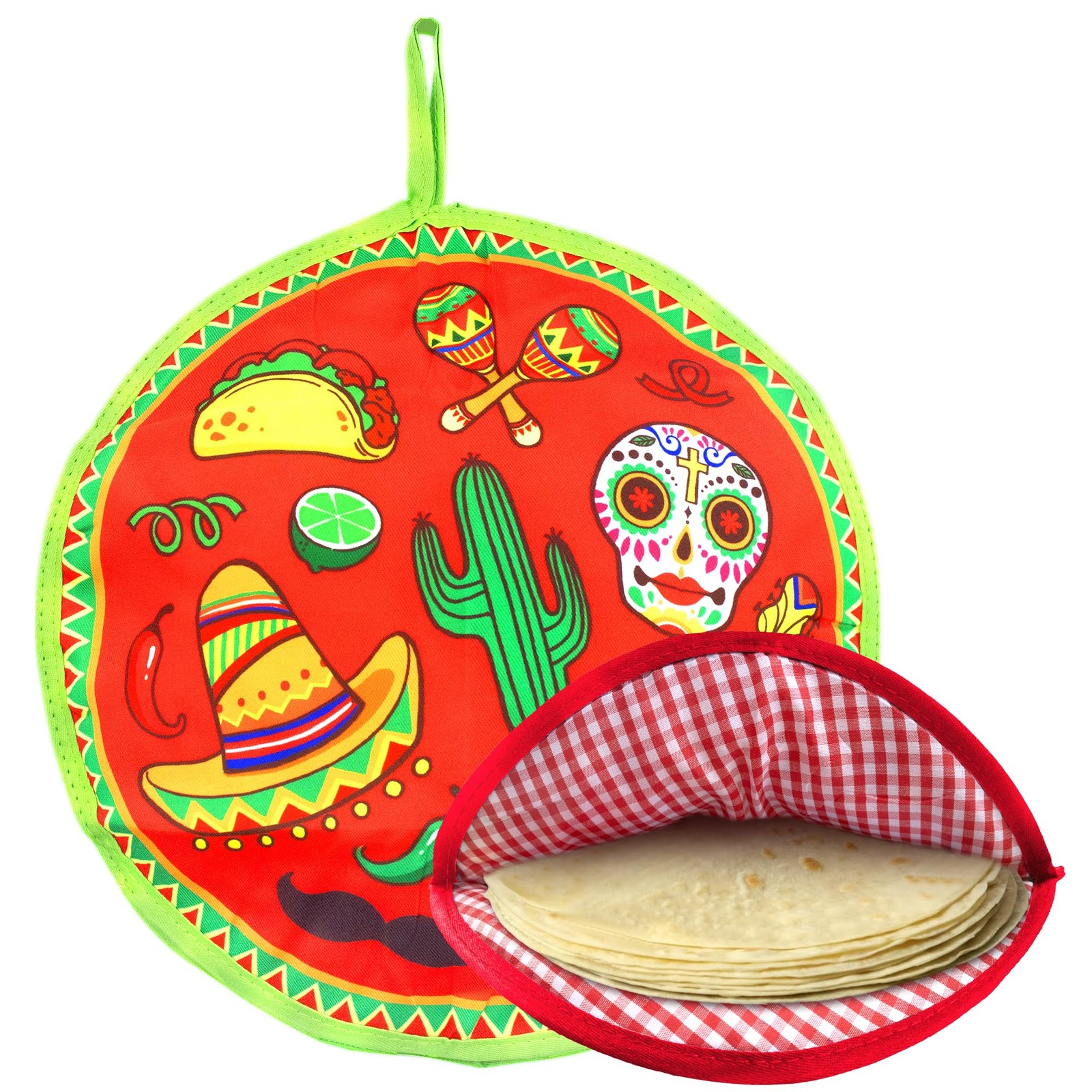 ZKOO 12" Tortilla Warmer Pouch, Insulated Tortillas Pouch for Tortillas, Red