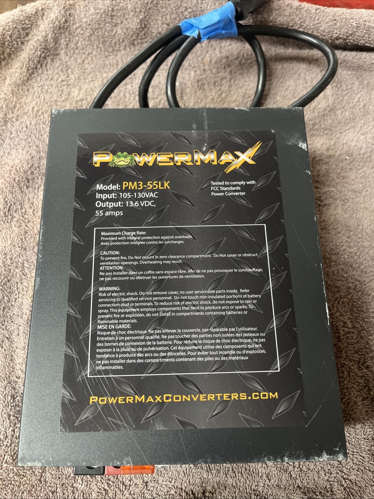 Powermax Converter PM3-55LK Input 105-130vac Output 13.6dc 55 Amps Used