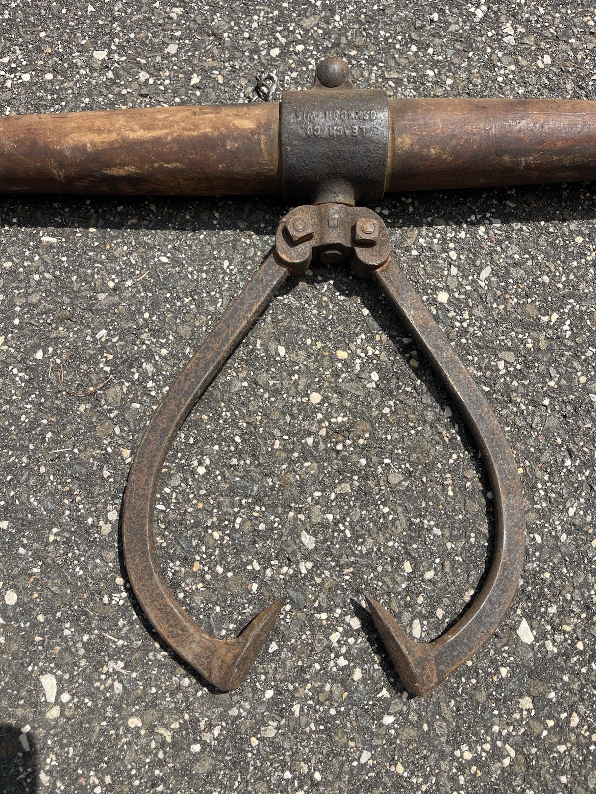 Antique 2 Man Pole Log Carrier Mill Logging Ice Railroad Tongs Primitive