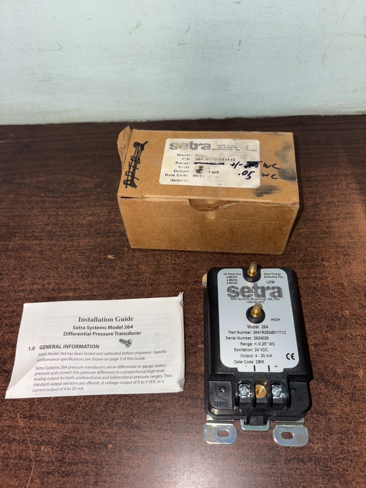NOS SETRA 2641R25WB11T1C DIFFERENTIAL PRESSURE TRANSDUCER  B353