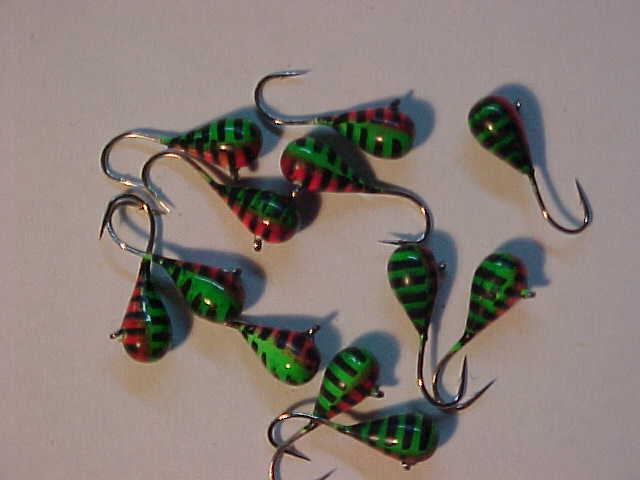25 NEW TUNGSTEN PANFISHING JIGS CRAPPIE ICE FISHING RED/BLACK  JIG size 14 hooks