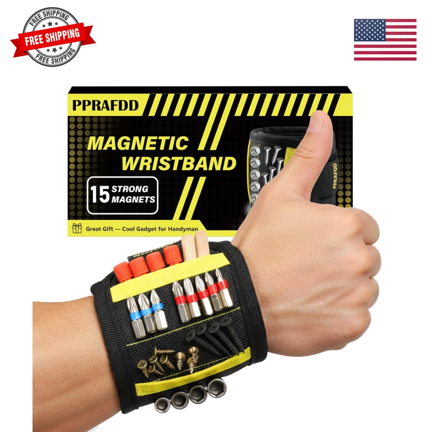 Magnetic Wristband for Holding Screws, Drill Bits, Nails, Father Day Gifts fo...