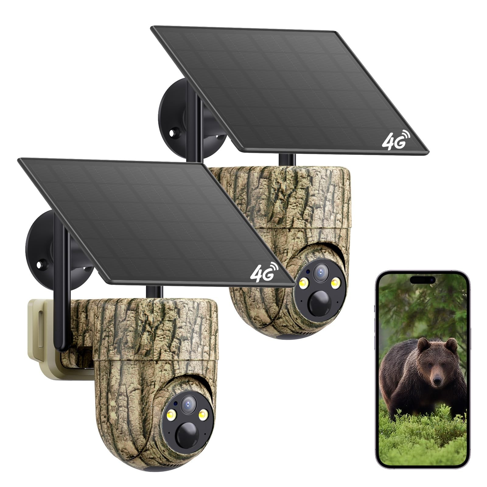 Oculview 4G LTE Cellular Trail Cameras, 360° 2K Live Camouflage Yellow