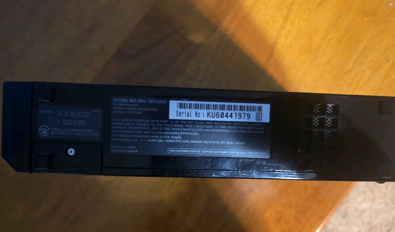 Nintendo Wii Black Console RVL-101 with Sensor Bar & Cables - Tested