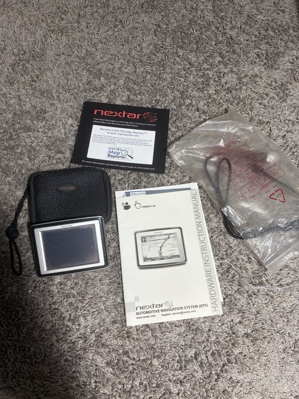 Nextar GPS Navigation System X3-08 w Case Manual Untested Parts Repair