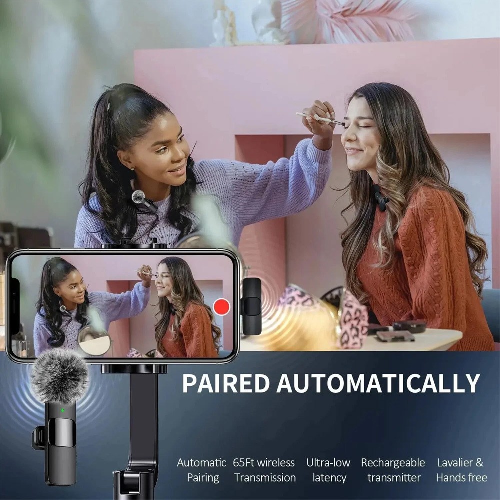 Wireless Microphone Mini Mic for iPhone/Android Phone, LED Display Lavalier Micr