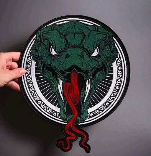 Green snake large back patch for custom biker vest