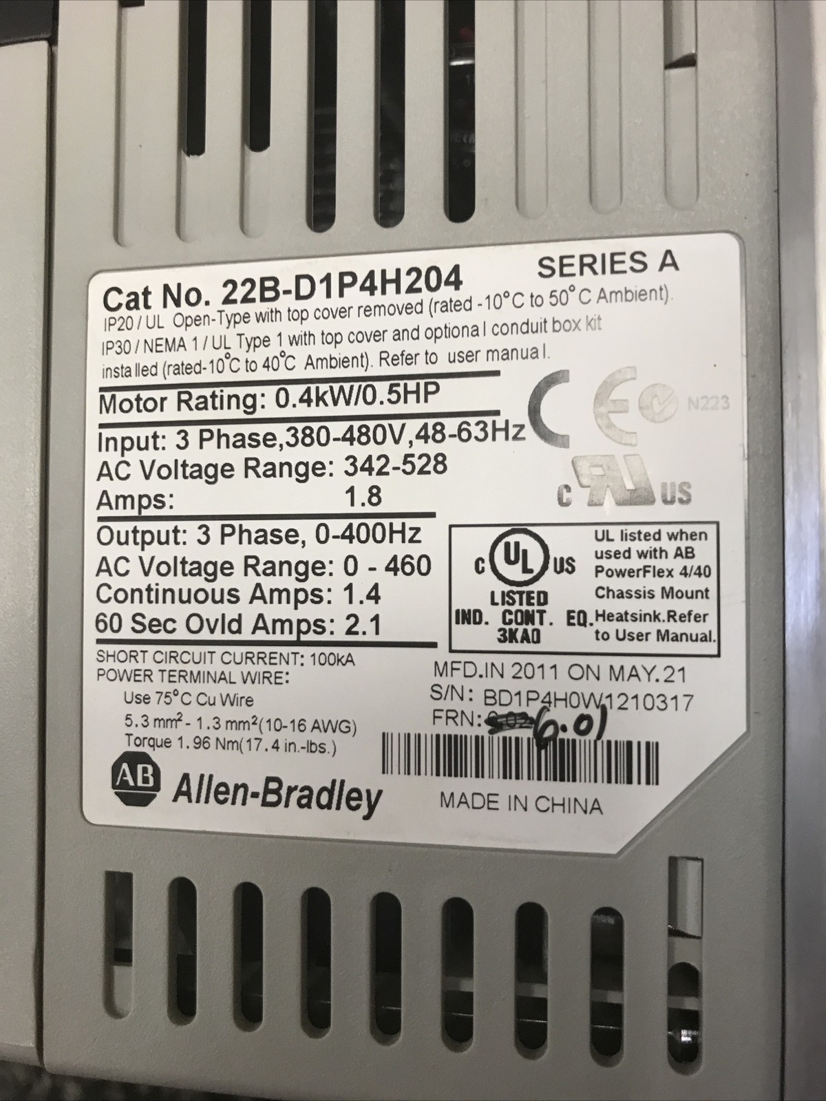 New AB 22B-D1P4H204 SER A Free Shipping New in Box Factory Sealed AB 22BD1P4H204