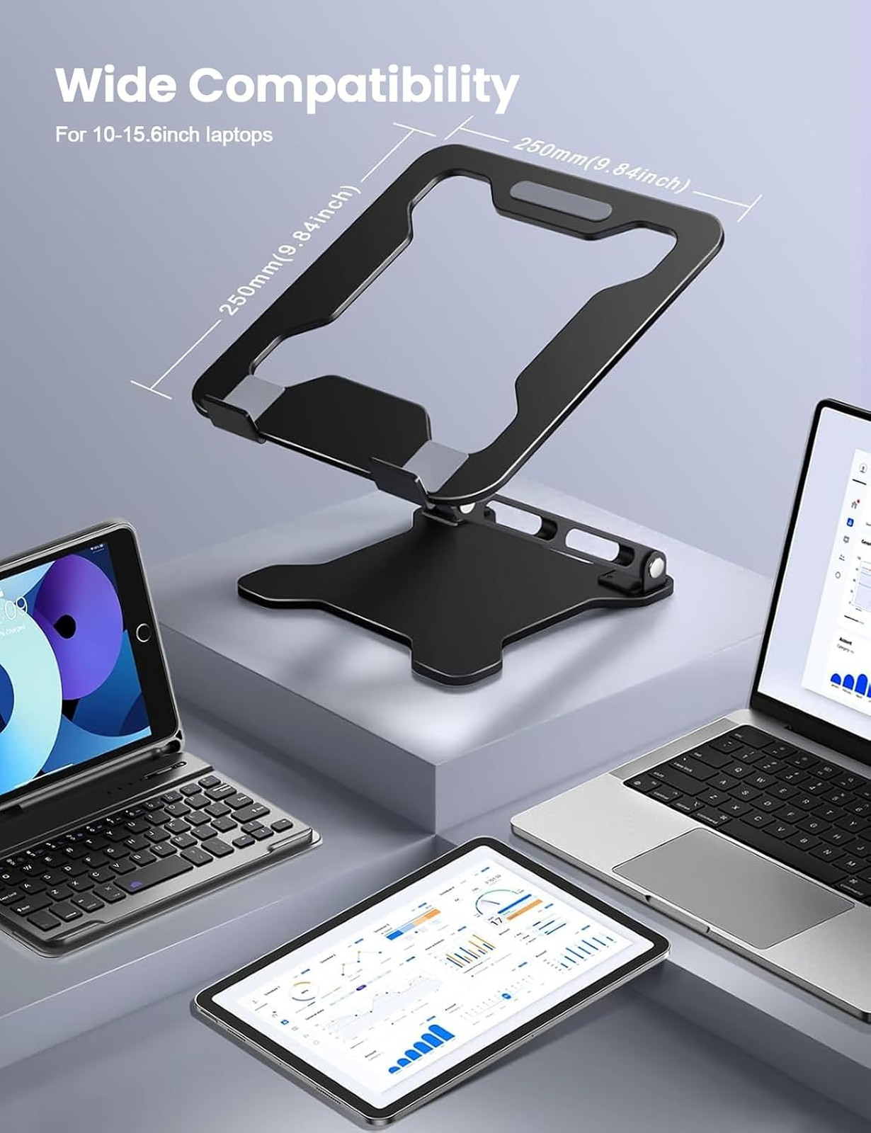 Adjustable Laptop Stand for Desk, Metal Foldable Riser Holder, Portable