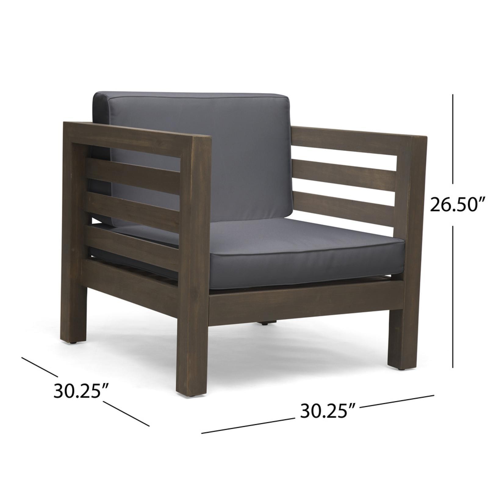 Club Chair - Mid-Century Modern Acacia Wood Design with Water-Resistant Cushions