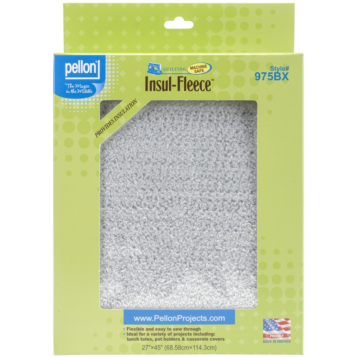 975BX Polyester Insul Fleece 27x45 Inch White Fabric Sewing Material Supply