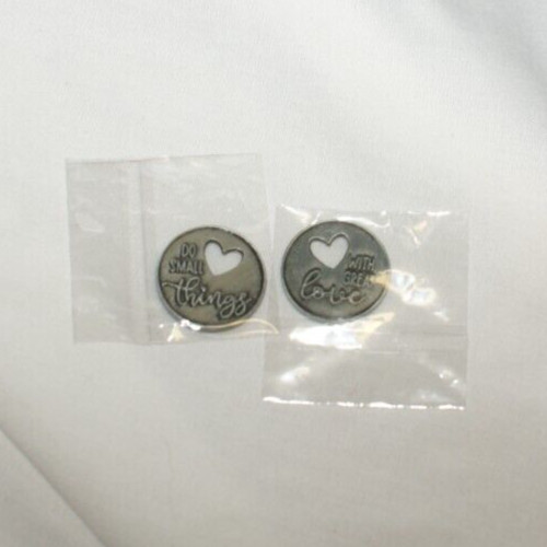 "Do Small Things with Great Love" Coin Medal Pocket Coin Silvertone Round 7/8"