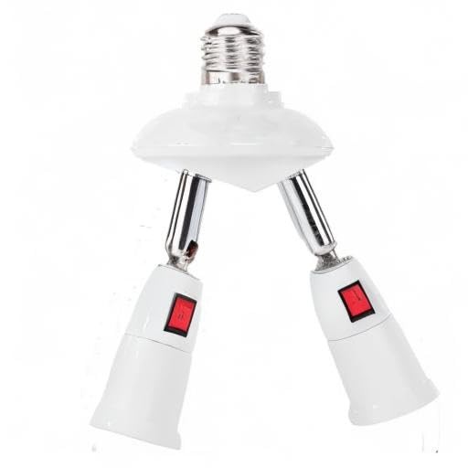 CLWHJ 360 Degrees Adjustable 2 in 1 E26/E27 Splitter Socket Adapter. White