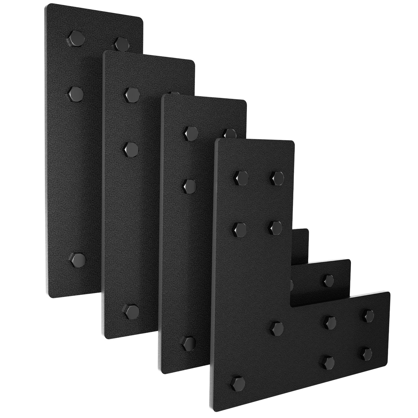 4-Pack Black L Brackets 90° Heavy Duty Angle Braces for Wood Furniture Shelves