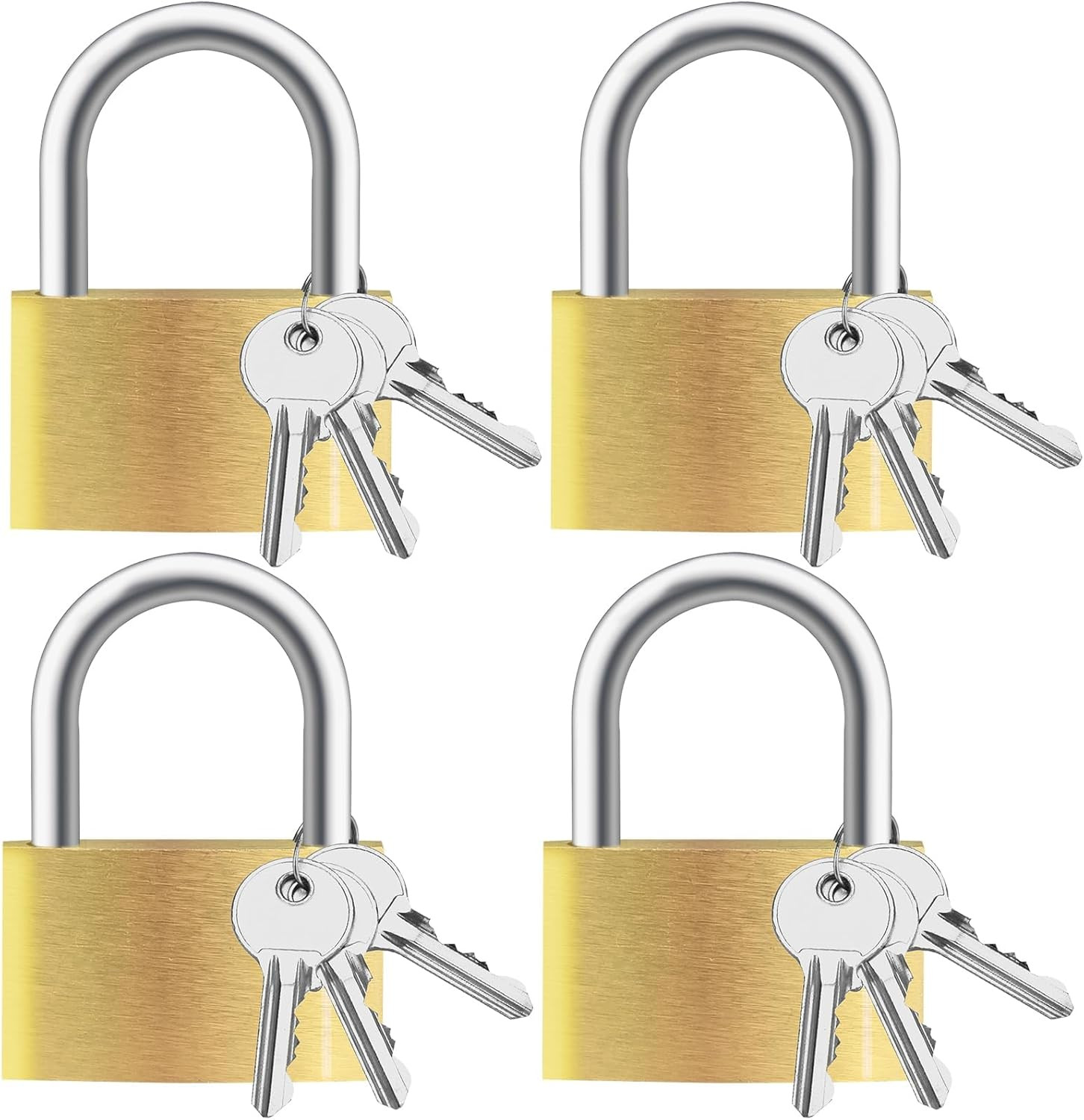 4Pcs Solid Brass Padlock with Key, Small Pad Lock with Key, Padlocks with 12 Sam