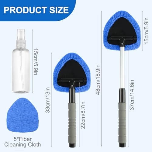 6 Pcs Windshield Cleaning Tool, Car Window Cleaner Kit triangle Blue - Triangle