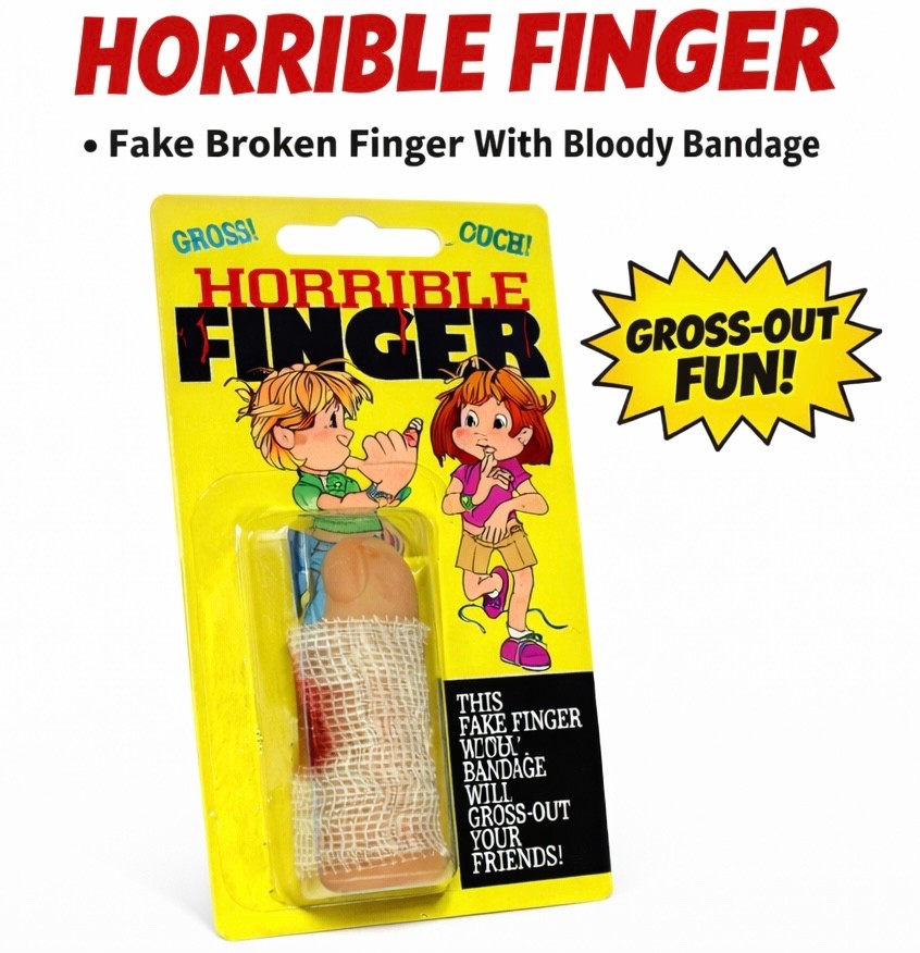 HORRIBLE FINGER Fake Cut Blood Latex Rubber Joke Prank Flesh Tip Bloody Bandage