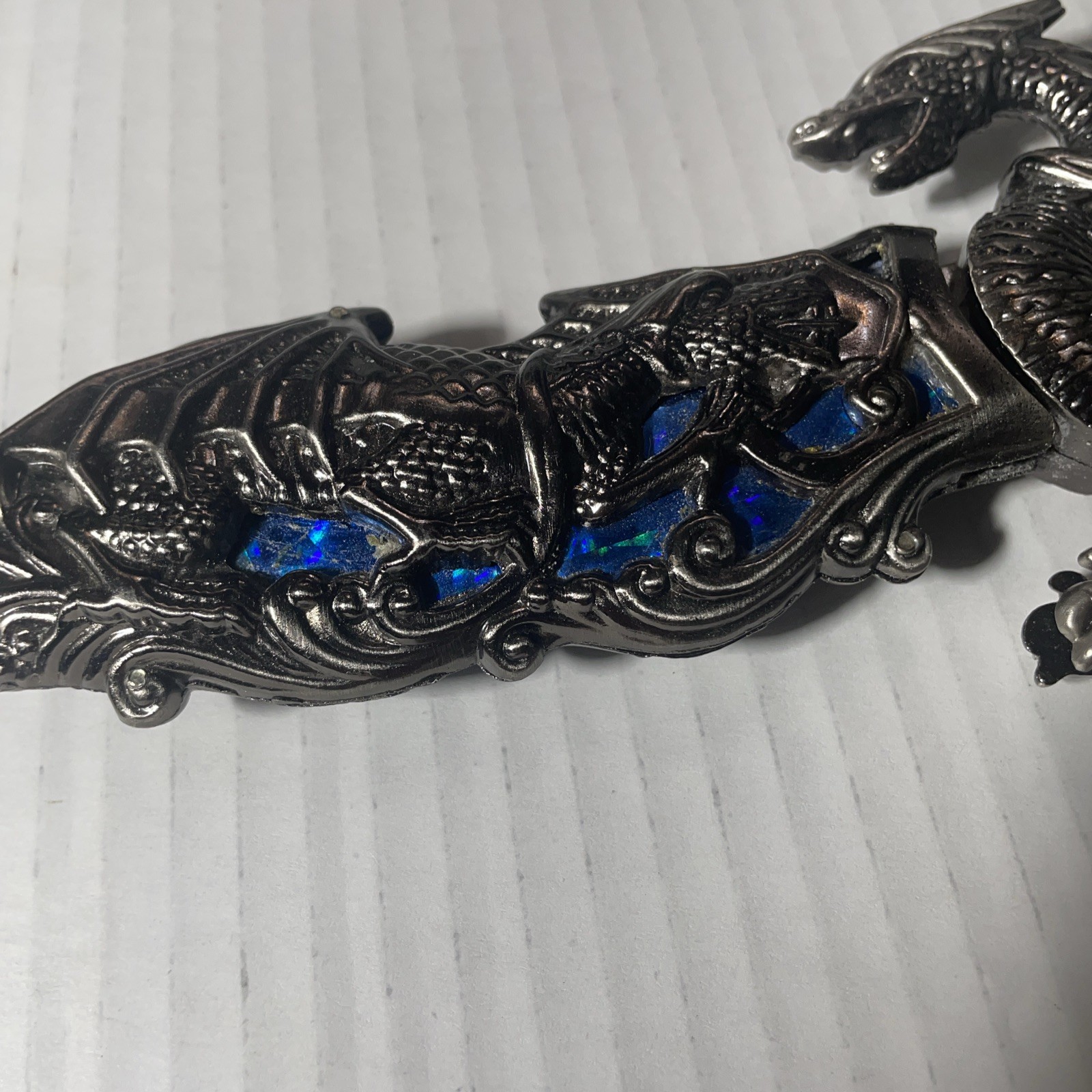 10" Collectible Fantasy Blue Dragon Dagger Knife Blade Ornate Standing Steel