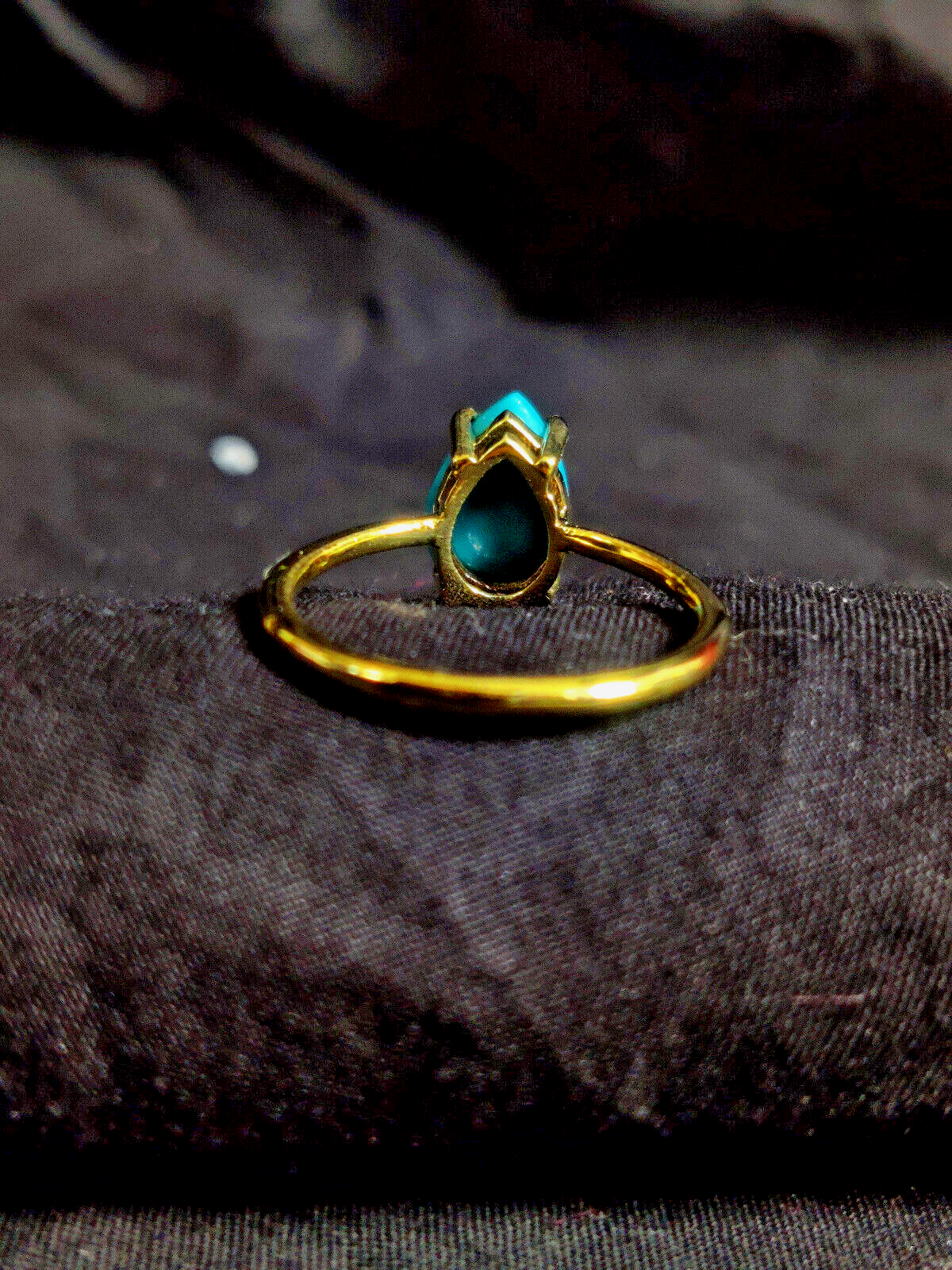 925 Sterling Silver Ring*Sleeping Beauty Turquoise Pear Cab Ring*Gold Ring TR710
