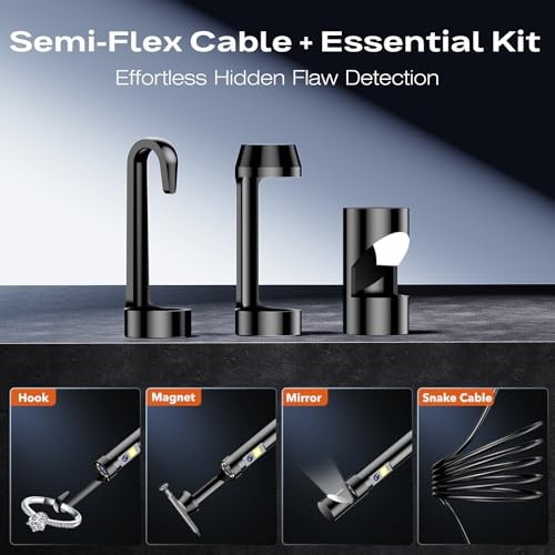 Dual Lens 1920P HD Borescope Camera 4.3" Inspect with Light for Pipe Wire