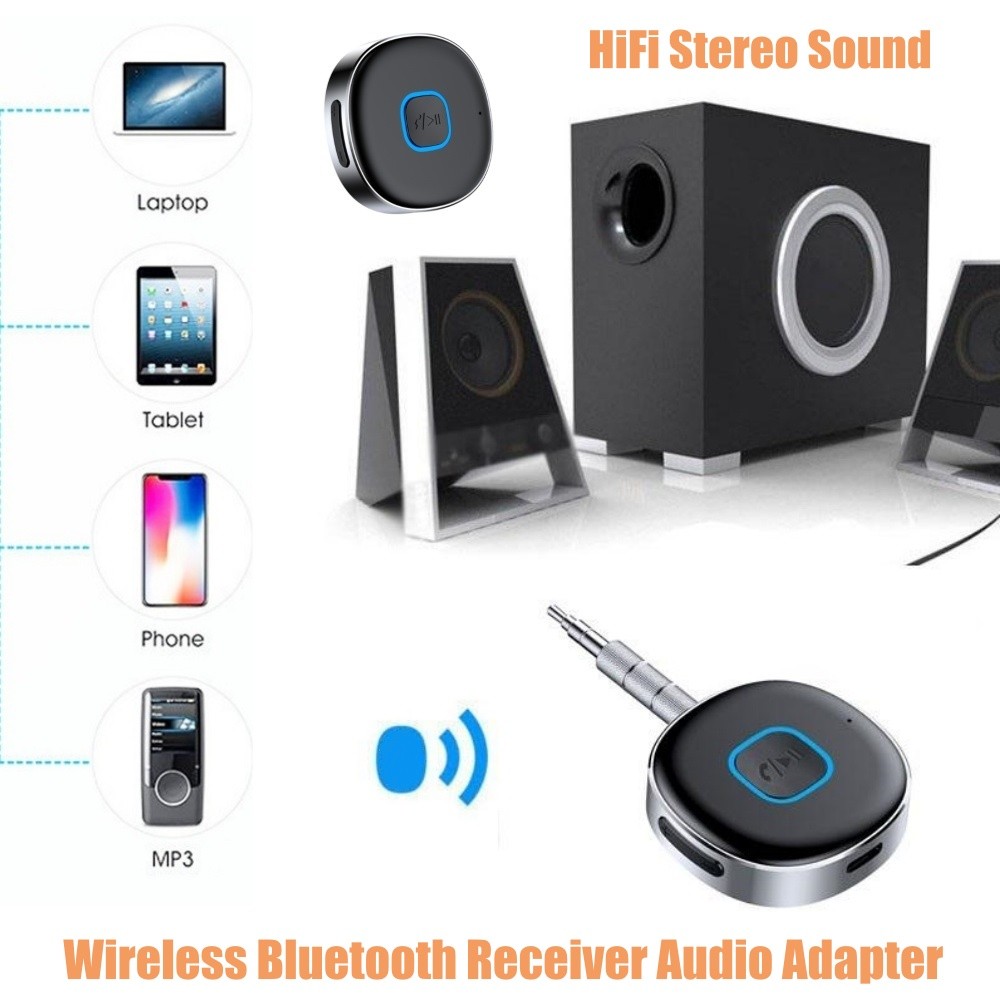 Wireless Bluetooth Receiver Hands-Free Audio Adapter for Car Home Stereo Speaker