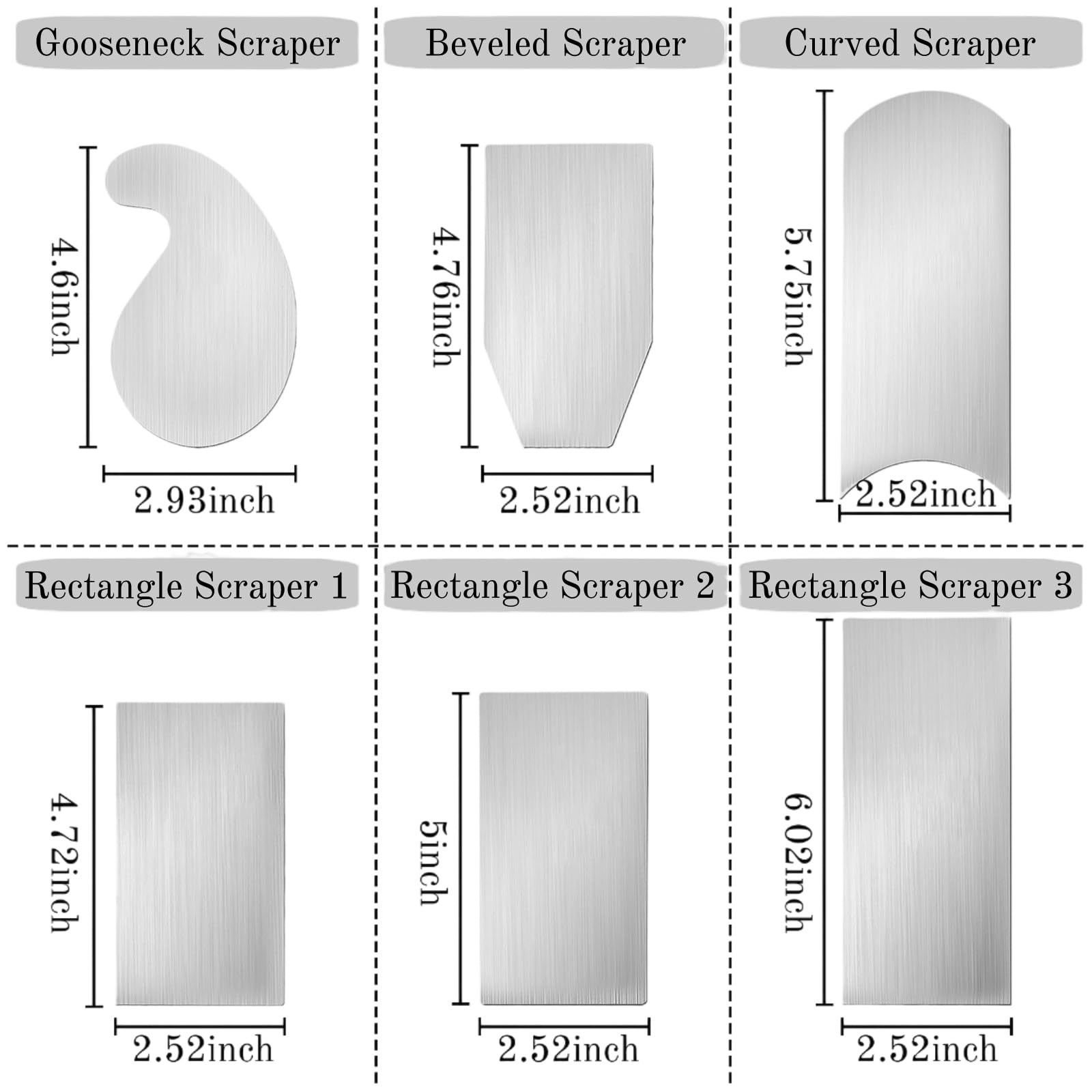 7 Pack Cabinet Scraper Burnisher Set, Multi-shaped Card Scrapers with Burnish...