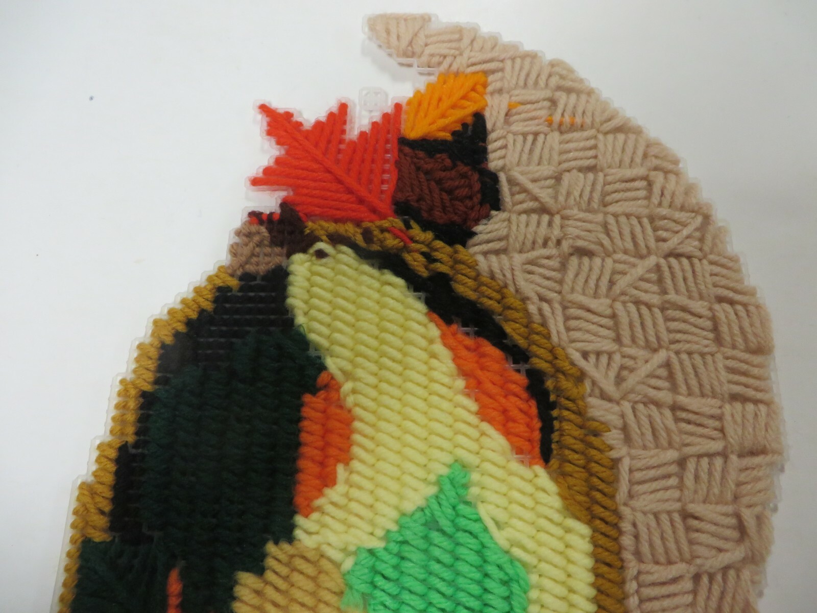 Plastic Canvas THANKSGIVING Completed Project Needlework 12" x 8" CORNUCOPIA