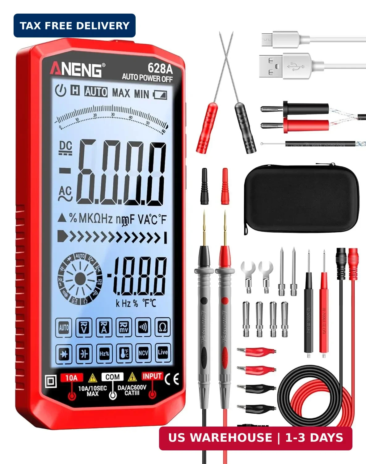 ANENG Multimeter,Digital Voltmeter Tester,TRMS 6000 Counts Rechargeable Meter Me