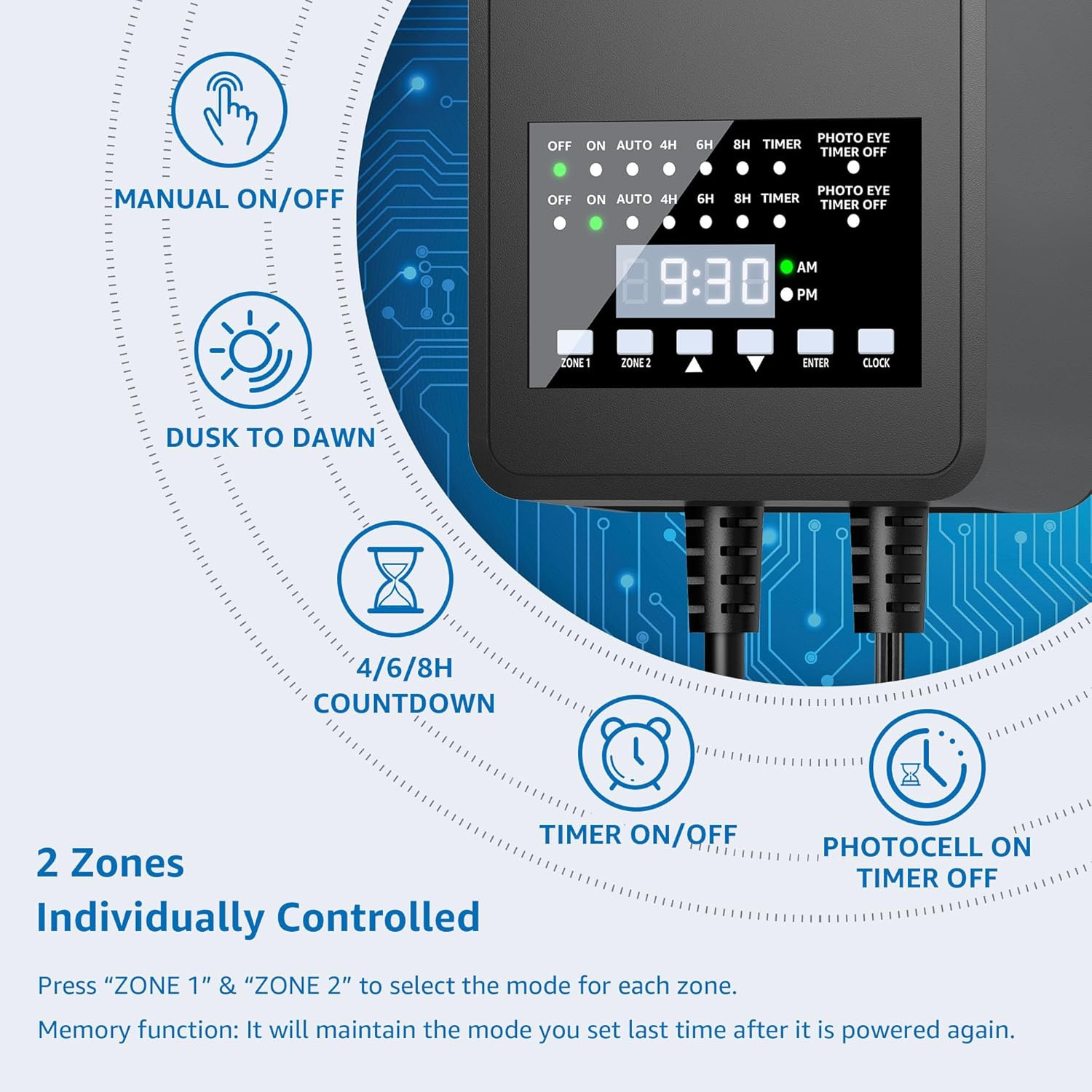 300W Low Voltage Landscape Transformer with Timer & Photocell Sensor