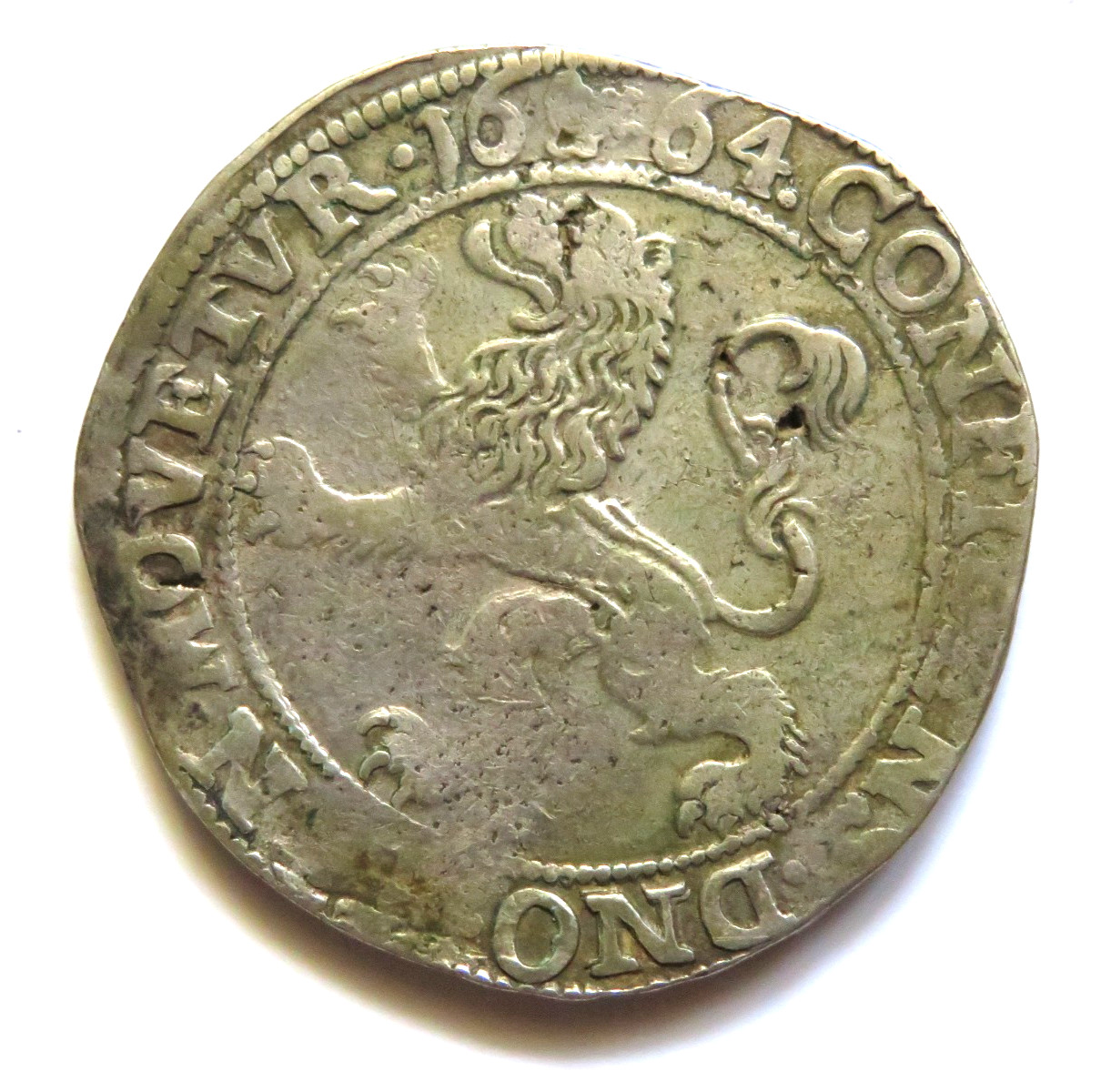 Netherlands - Overijssel - Kampen. 1664 Lion Daalder.. MM-Moors Head..  aVF
