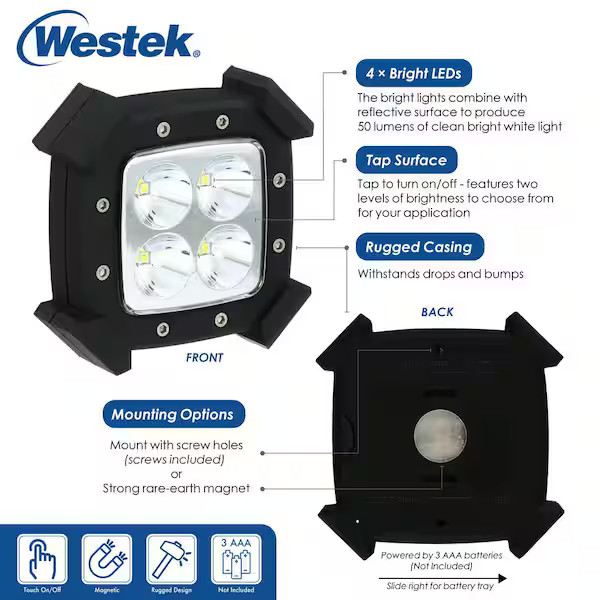 Industrial LED Night Light 2pk Battery Rugged Mount