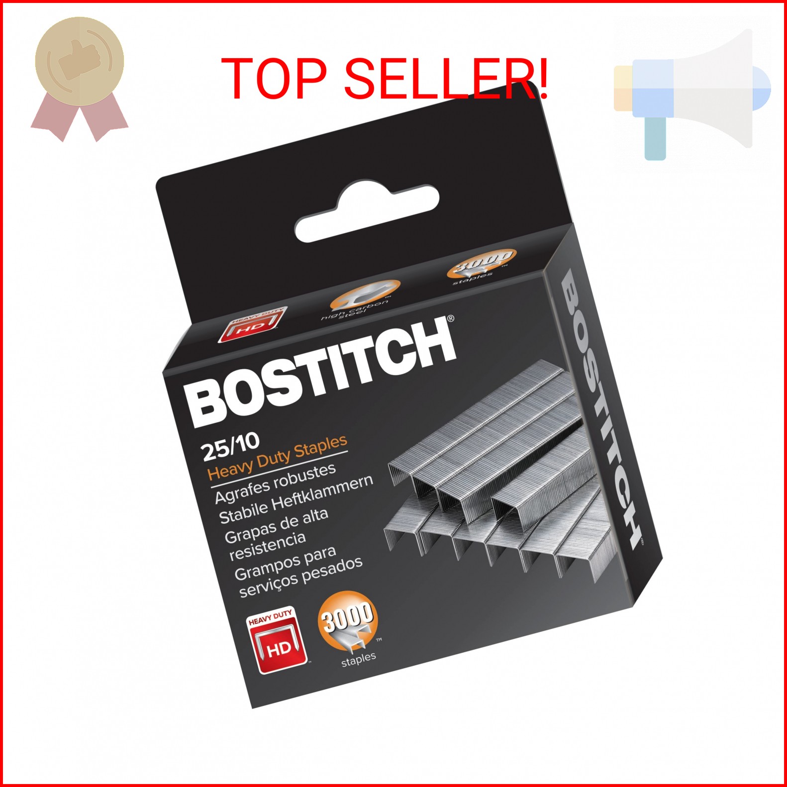 PaperPro "Bostitch 25/10 High-Capacity Staples, 3/8"" Leg Length, 3000/Box (1962