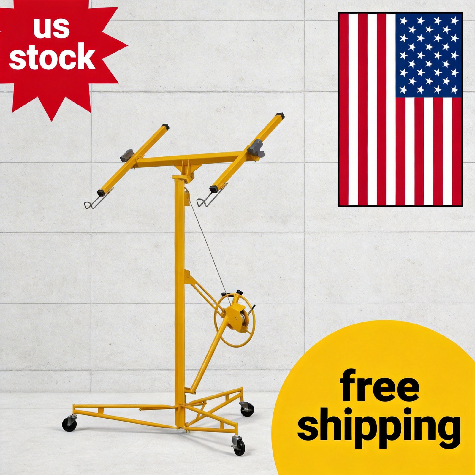 11 ft Lift, 150 LB Capacity, Heavy Duty Sheetrock Panel Hoist 360° Drywall