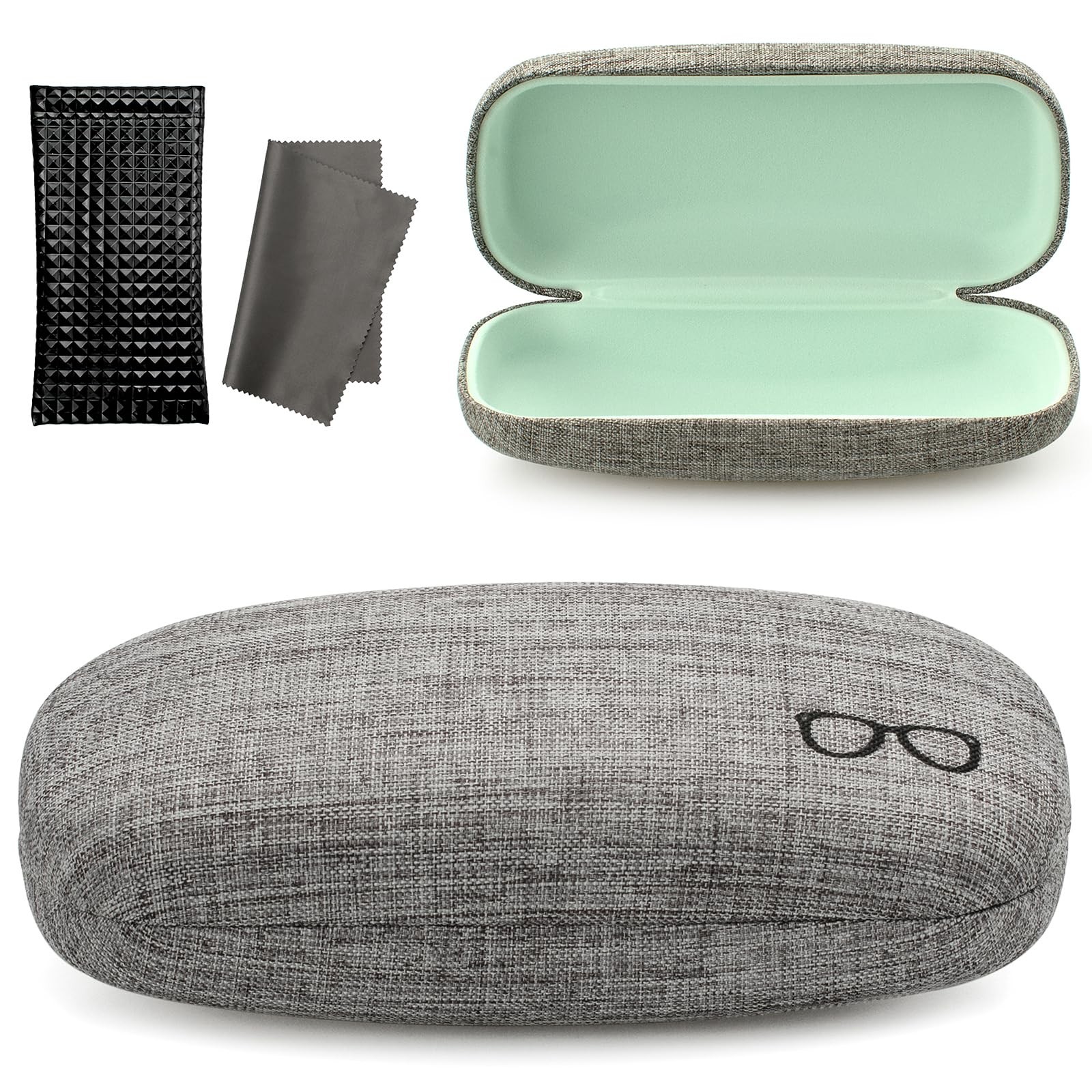 Hard Shell Sunglasses Case, Large Linen Fabric Protective Glasses Case for Me...
