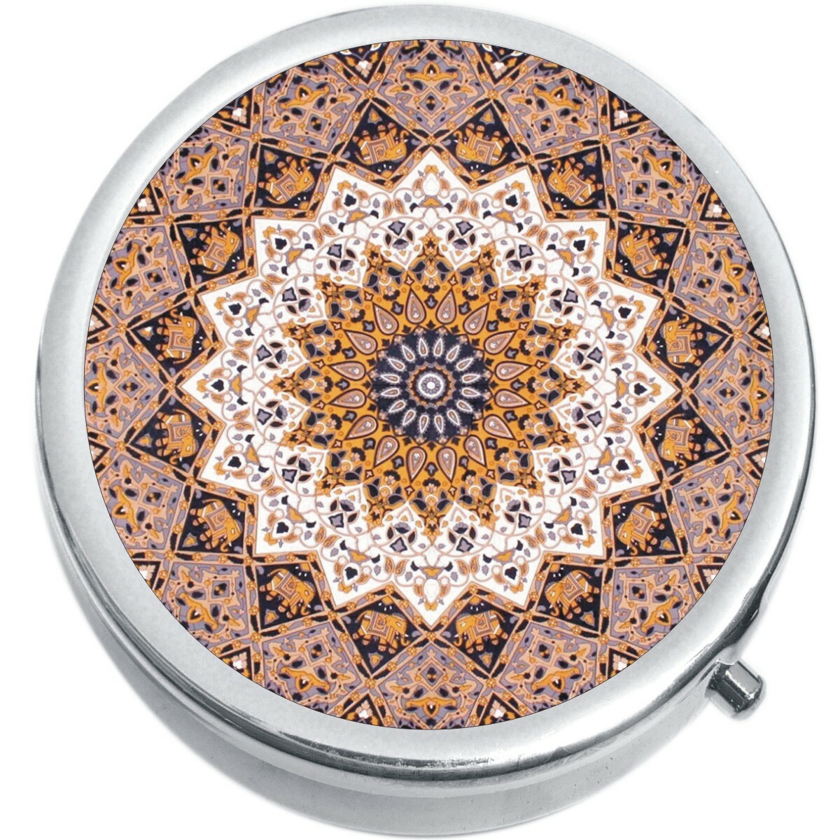 Mandala Pattern Medicine Vitamin Compact Pill Box